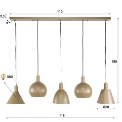 Industrial Hängelampe Metallo Beige mit unterschiedlichen Schirmen