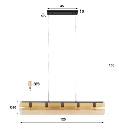 Industrial Hängelampe Tube Glas Amber 120 cm