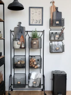 Industrial Küchenregal Standregal Lucas 6 Körbe und Räder