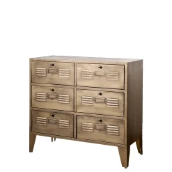 Industrial Kommode Spind Amaury Metall 6 Fächer Antik-Messing