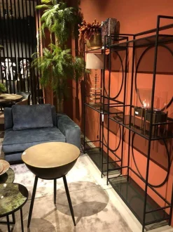 Industrial Regal Art Deco Metall Circle mit Rauchglasböden