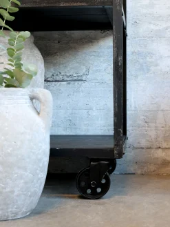 Industrial Regal Küchenregal Oscar Antik-Schwarz Räder