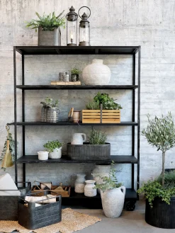 Industrial Regal Küchenregal Oscar Antik-Schwarz Räder