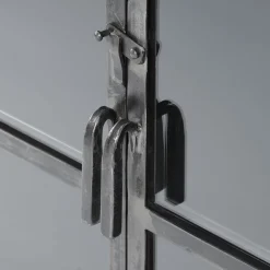 Industrial Sideboard Rift Gun Metall Glas 4türig Vitrine Used-Look