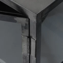 Industrial Sideboard Rift Gun Metall Glas 4türig Vitrine Used-Look