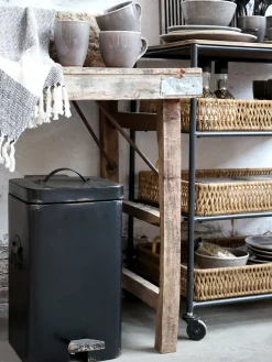 Industrial Treteimer Abfalleimer Schwarz Klein