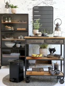 Industrial Treteimer Abfalleimer Schwarz Klein