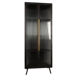 Industrial Vitrine Caeleen Metall mit geriffeltem Glas