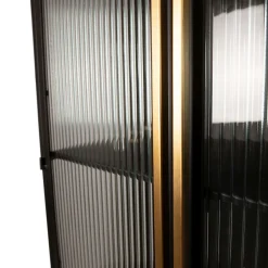 Industrial Vitrine Caeleen Metall mit geriffeltem Glas