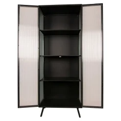 Industrial Vitrine Caeleen Metall mit geriffeltem Glas