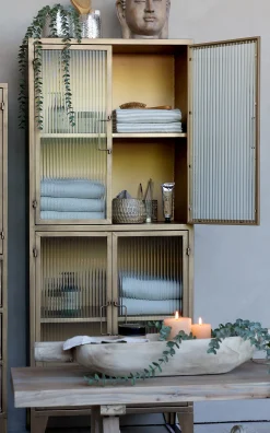 Industrial Vitrine Kabinett Golden Amaury Geriffeltes Glas 150/60