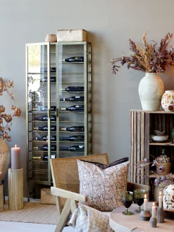 Industrial Weinregal Laurent Metallkorpus und Glas Antik-Gold für 26 Flaschen