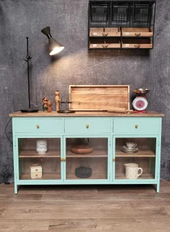 Landhaus Sideboard Provence Metallkorpus Holz Azure 160 - Ausstellungsstück