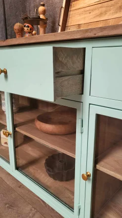 Landhaus Sideboard Provence Metallkorpus Holz Azure 160 - Ausstellungsstück