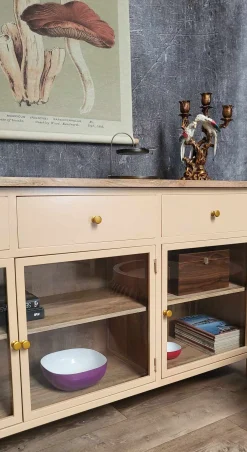 Landhaus Sideboard Provence Metallkorpus Holz Champagner 160