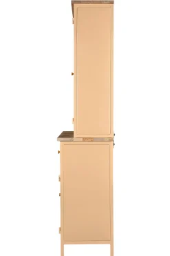 Landhaus Vitrine Küchenbuffet Provence Vintage Metall Holz Champagner 200