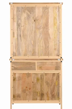 Landhaus Vitrine Küchenbuffet Provence Vintage Metall Holz Champagner 200