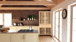 Landhaus Vitrine Küchenbuffet Provence Vintage Metall Holz Champagner 200