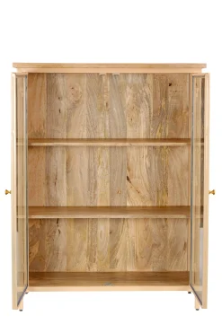 Landhaus Vitrine Provence Vintage Metallkorpus Holz Champagner 130