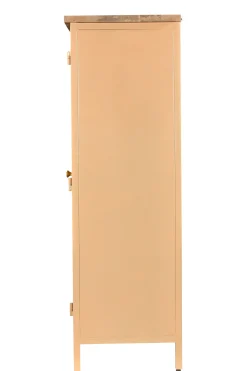 Landhaus Vitrine Provence Vintage Metallkorpus Holz Champagner 130