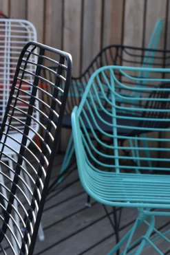 Metallstuhl Outdoor/Indoor Industrial Tulum Wire in türkis inkl. Kissen