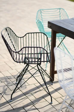 Metallstuhl Outdoor/Indoor Industrial Tulum Wire in türkis inkl. Kissen