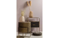 Nachttisch Beistelltisch Glossy Rund Metall Antik Messing