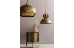 Nachttisch Beistelltisch Glossy Rund Metall Antik Messing