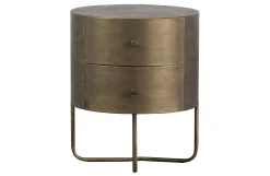 Nachttisch Beistelltisch Glossy Rund Metall Antik Messing