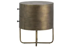 Nachttisch Beistelltisch Glossy Rund Metall Antik Messing