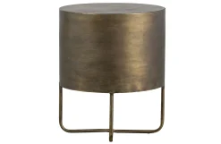 Nachttisch Beistelltisch Glossy Rund Metall Antik Messing