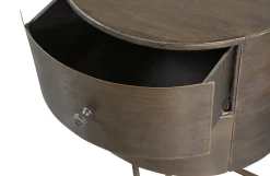 Nachttisch Beistelltisch Glossy Rund Metall Antik Messing