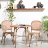 Outdoorset Rattan Bistrotisch 80 Ø + 2 Bistro Stühle Cabana PE/Alu