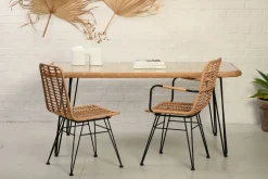 Rattan Esstisch 180/90 Hacienda Natur Bambusoptik In/Outdoor Glasplatte