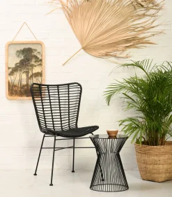 Rattanstuhl Esszimmerstuhl Hacienda PE-Rattan Butterfly In/Outdoor Schwarz