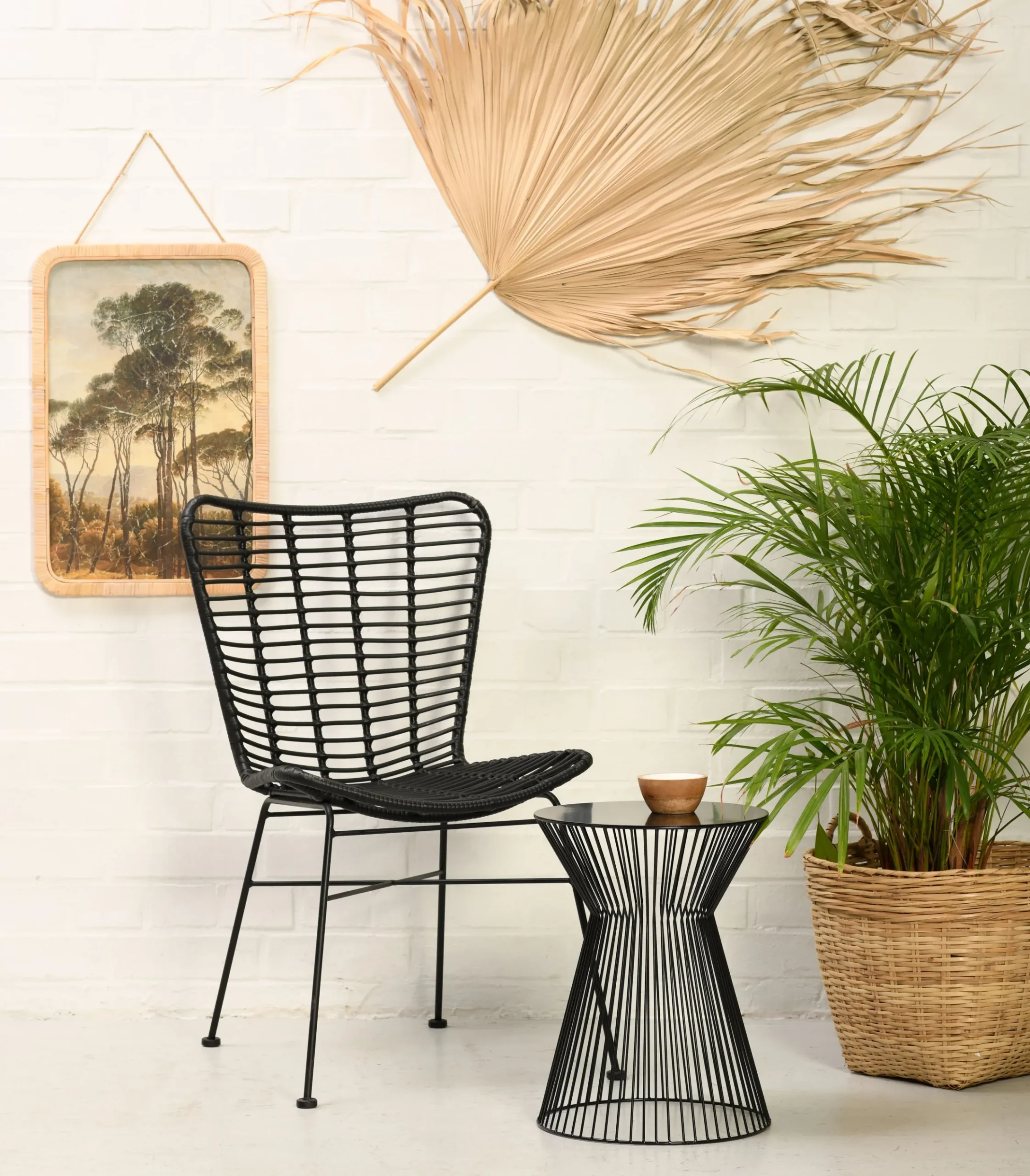 Rattanstuhl Esszimmerstuhl Hacienda PE-Rattan Butterfly In/Outdoor Schwarz