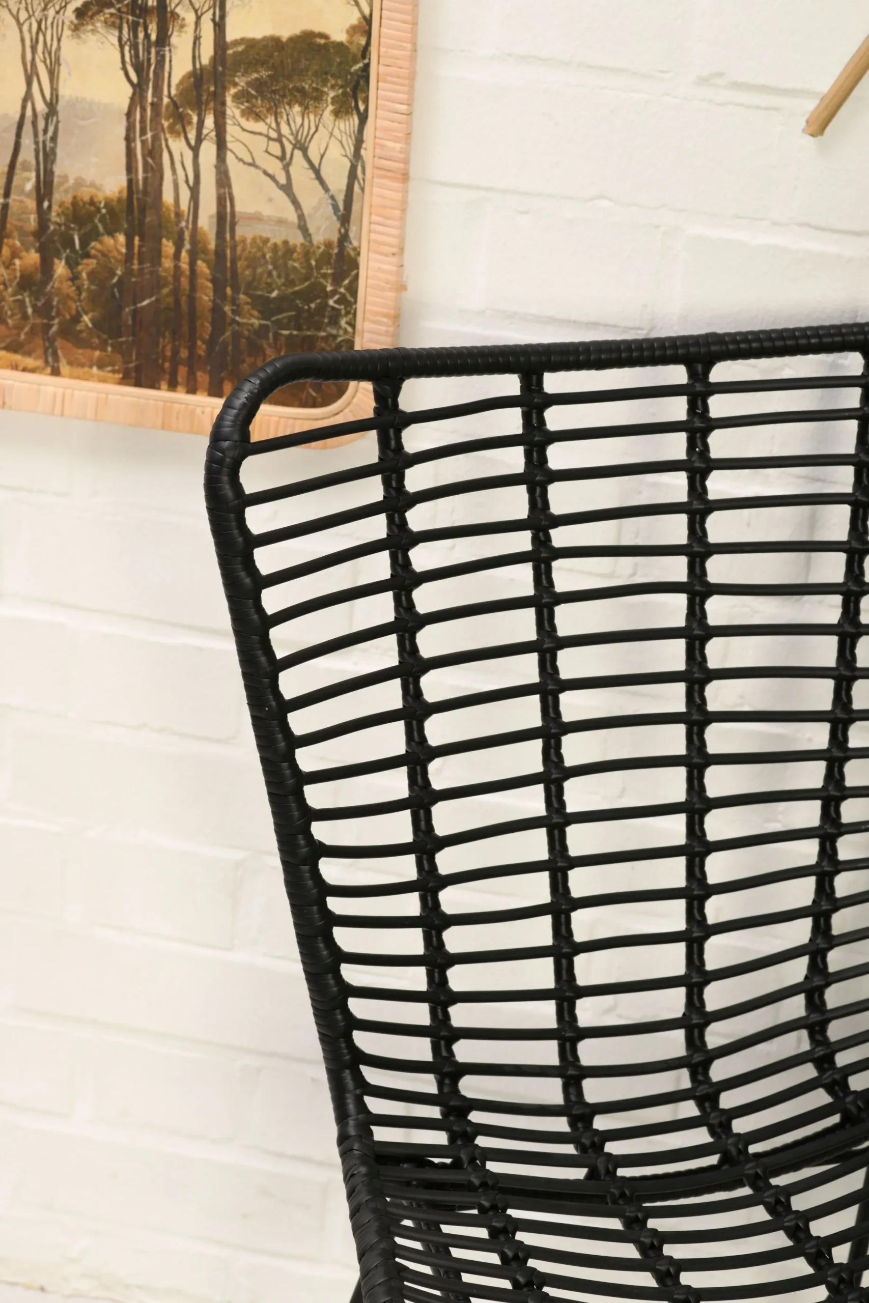 Rattanstuhl Esszimmerstuhl Hacienda PE-Rattan Butterfly In/Outdoor Schwarz