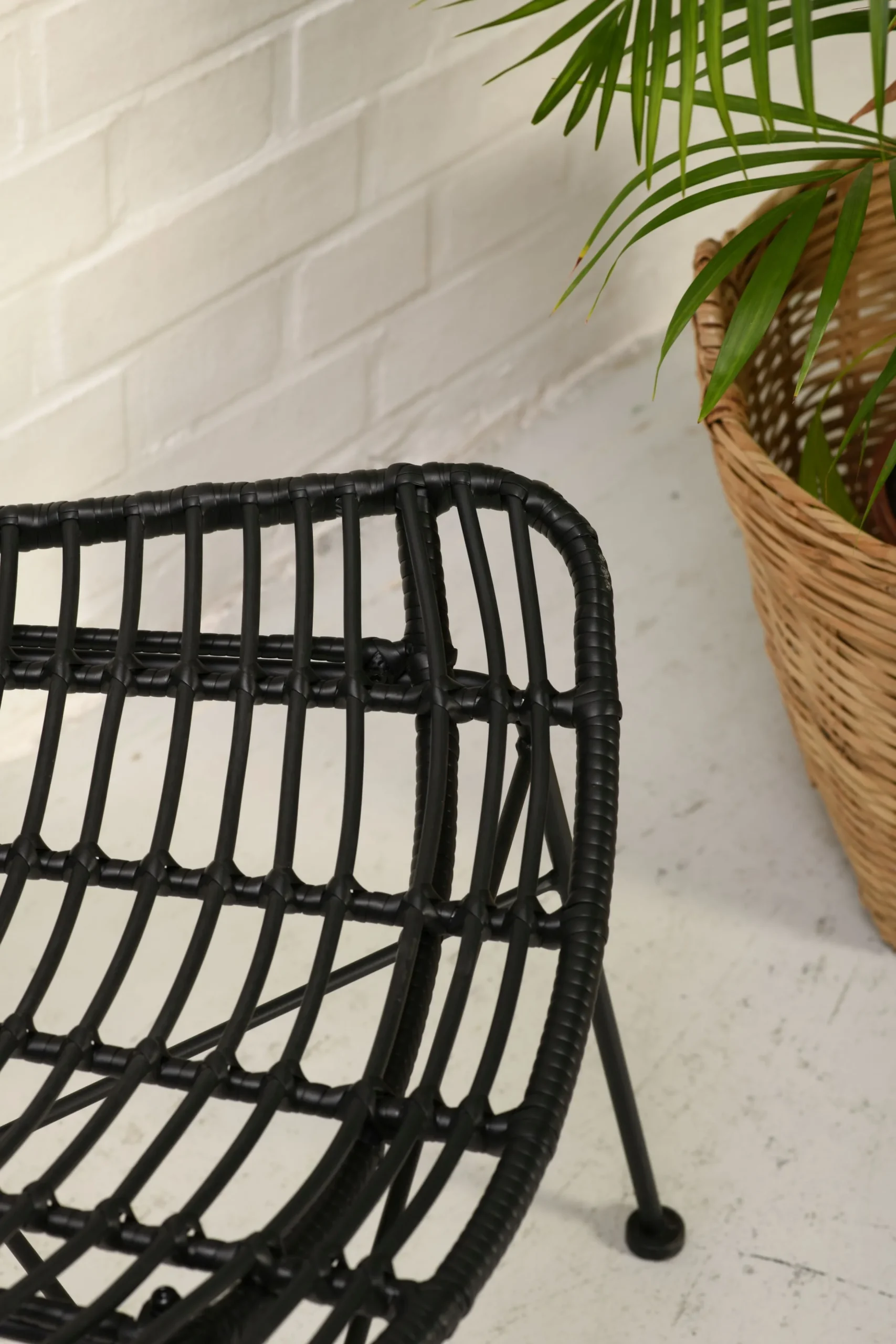 Rattanstuhl Esszimmerstuhl Hacienda PE-Rattan Butterfly In/Outdoor Schwarz