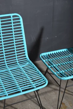 Rattanstuhl Esszimmerstuhl Hacienda Vela PE-Rattan In/Outdoor Türkis 2er Set