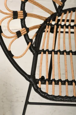 Rattanstuhl Esszimmerstuhl Hacienda PE-Rattan Peacock In/Outdoor Black/Natur