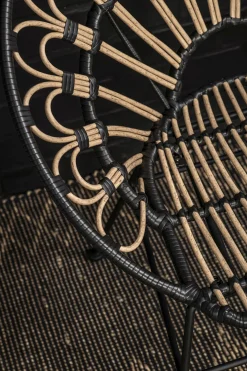 Rattanstuhl Esszimmerstuhl Hacienda PE-Rattan Peacock In/Outdoor Black/Natur