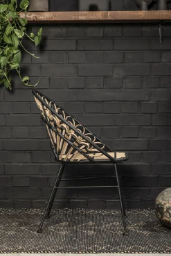 Rattanstuhl Esszimmerstuhl Hacienda PE-Rattan Peacock In/Outdoor Black/Natur