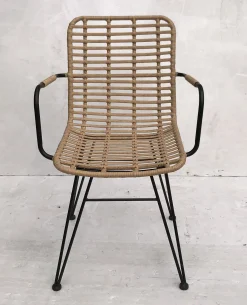 Rattanstuhl Esszimmerstuhl Hacienda Vela PE-Rattan Armlehne In/Outdoor Natur