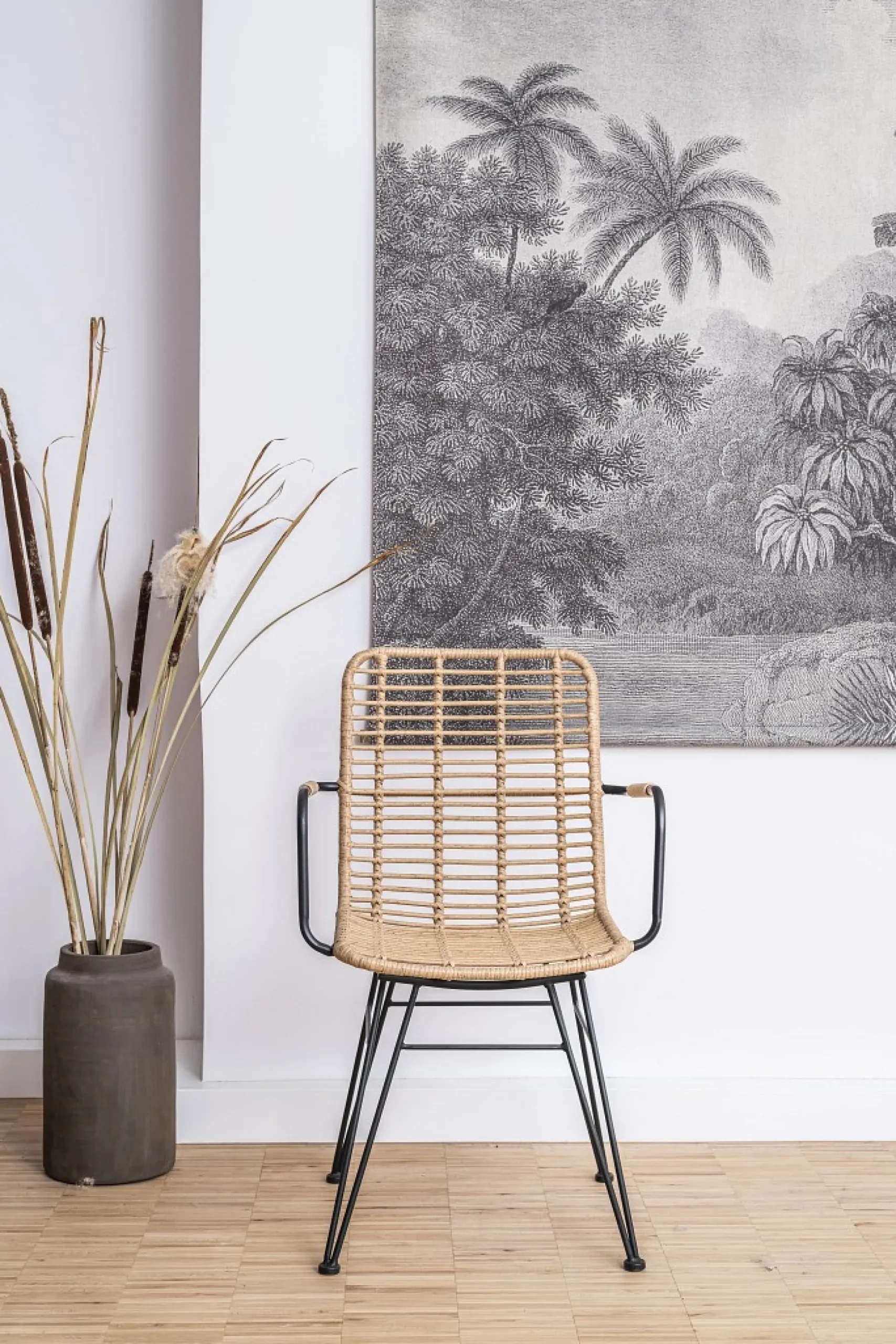 Rattanstuhl Esszimmerstuhl Hacienda Vela PE-Rattan Armlehne In/Outdoor Natur