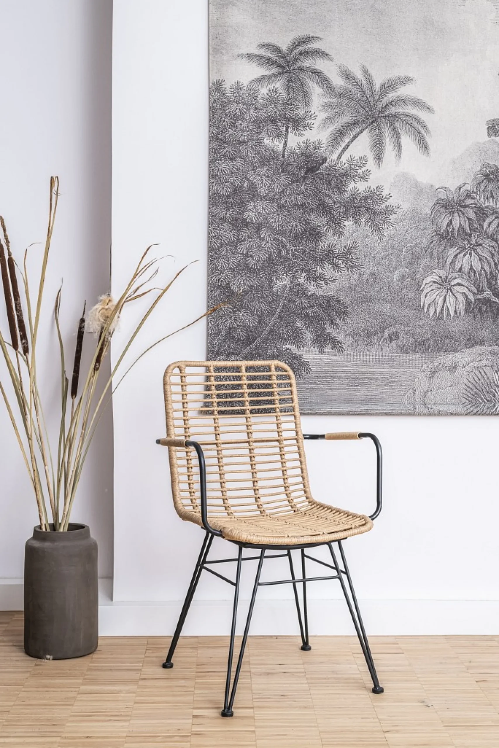 Rattanstuhl Esszimmerstuhl Hacienda Vela PE-Rattan Armlehne In/Outdoor Natur