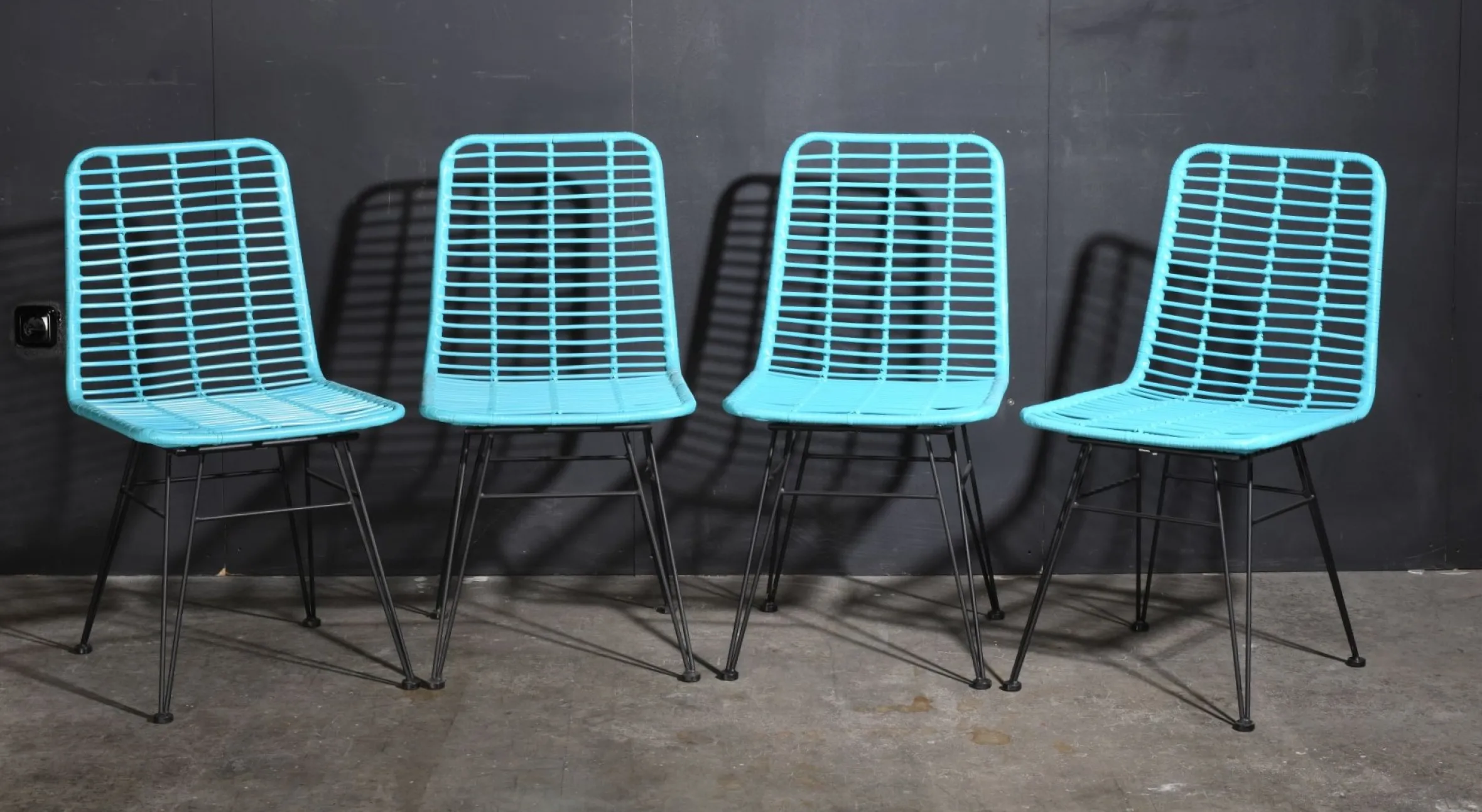 Rattanstuhl Esszimmerstuhl Hacienda Vela PE-Rattan In/Outdoor Türkis