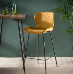 Retro Barhocker Barstuhl Velvet Samt Gold