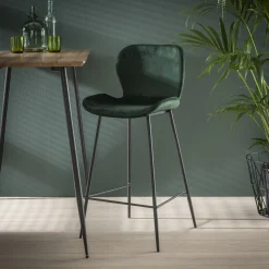 Retro Barhocker Barstuhl Velvet Samt Grün