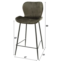 Retro Barhocker Barstuhl Velvet Samt Grün