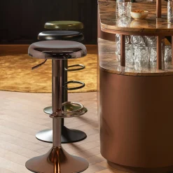 Retro Barhocker Monochrome Metall höhenverstellbar Kupfer